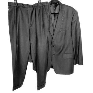 BROOKS BROTHERS Suit Striped Gray Wool Cashmere Italy Mens 42R Classic Office